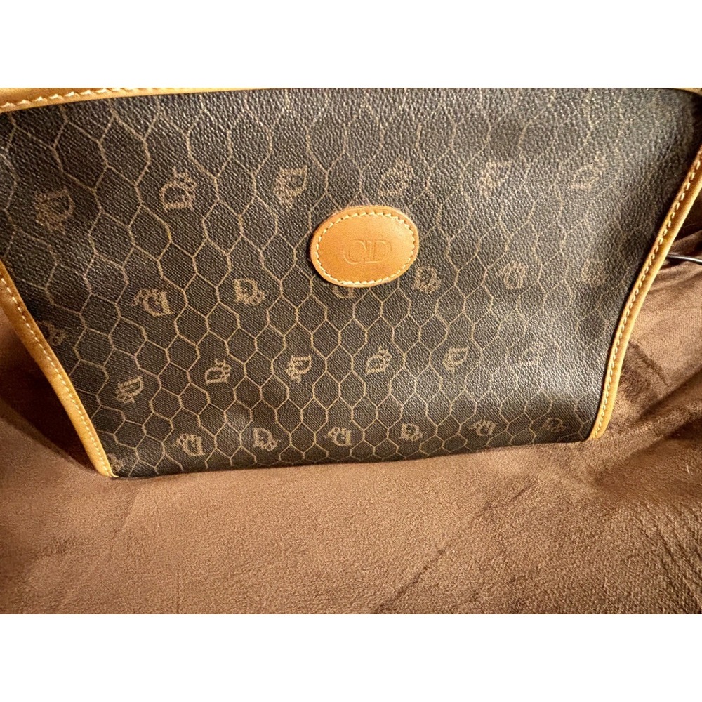 Designer Christian Dior Honeycomb Canvas Clutch Bag